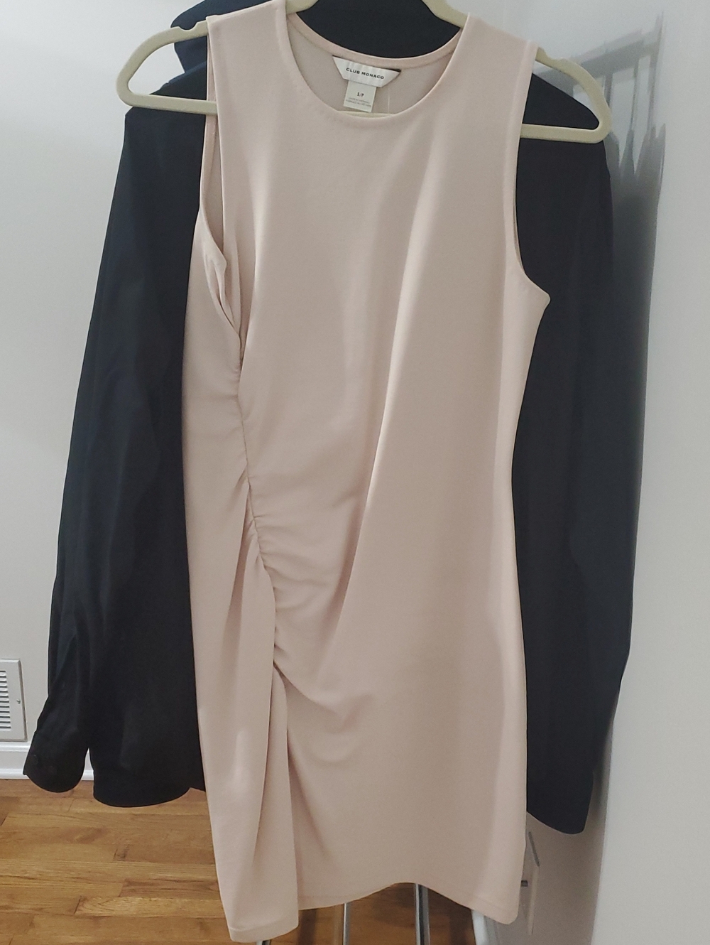 Club Monaco Sleeveless Light Blush Ruched Mini Dress